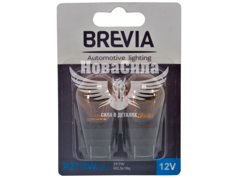 Лампочка без цоколя P27/7W жовта 12V-27/7Вт W2.5x16q (Brevia) (к-т. 2шт.) (12340B2)