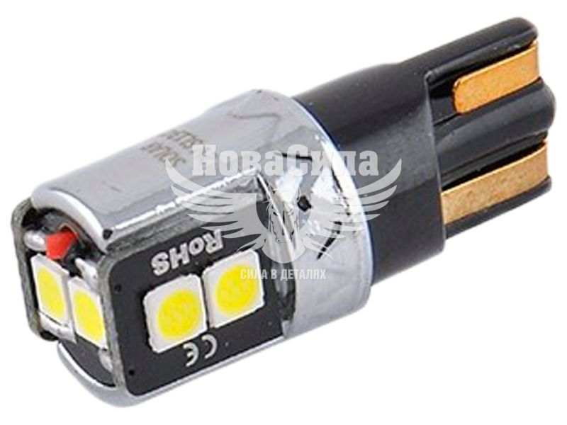 Лампочка без цоколя LED T10_W5W SMD біла 6-діодів 250lm. 12V W2.1x9.5d CANbus (Solar) (к-т.-2шт.) (SL1341)