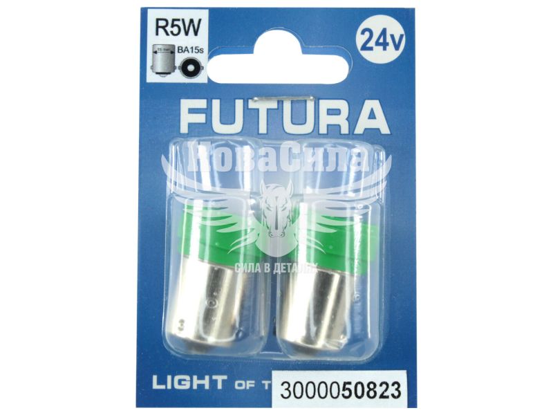 Лампочка 1-но конт. черешня зелена LED SMD 24V 6-діодів R5W BA15s (Futura) (к-т.-2шт.) (50823)
