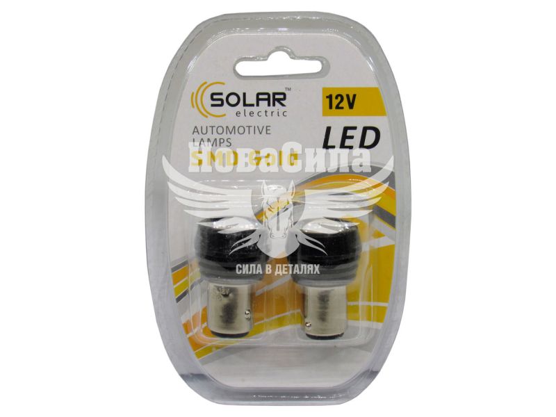 Лампочка 2-ох конт. груша біла LED SMD 12V 1-діод P21/5W BAY15d (Solar) (к-т.-2шт.) (LS240)