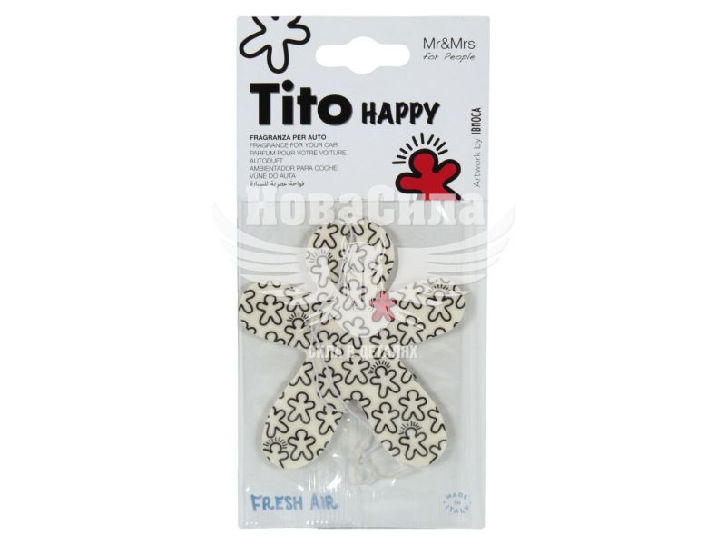 Ароматизатор (Mr&Mrs) Tito Happy White Fresh Air (суха картка) (JTITOPAP02V01)