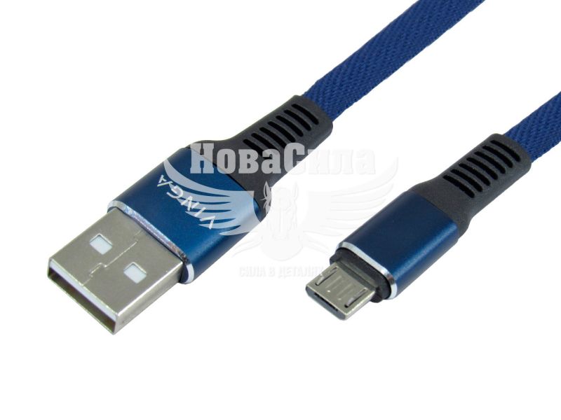 Кабель для зарядки моб. телеф. USB-A to MicroUSB (Vinga) 1м. синій (VCPDCMFNB1B)