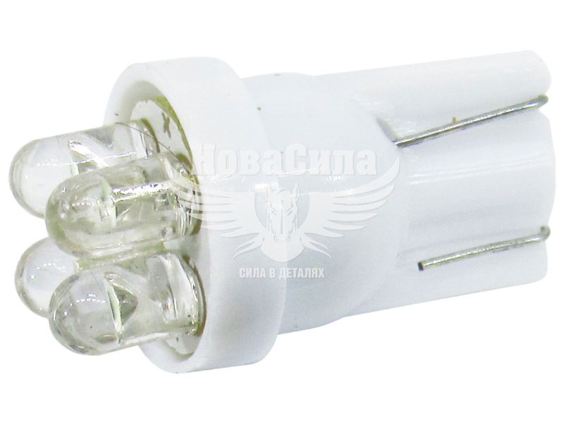 Лампочка без цоколя LED T10_W5W LEDS біла 4-діоди 12V W2.1x9.5d (Solar) (упак.-10шт.) (LF131_P)