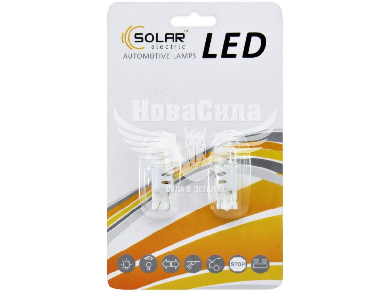 Лампочка без цоколя LED T10_W5W SMD біла 1-діод 12V W2.1x9.5d (Solar) (к-т.-2шт.) (LS297_B2)