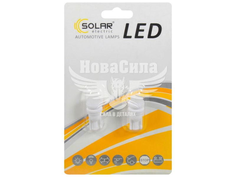 Лампочка без цоколя LED T10_W5W COB біла 1-діод 12V W2.1x9.5d (Solar) (к-т. 2шт.) (LC341_B2)
