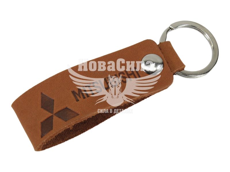 Брелок на ключі Mitsubishi коричневий (Україна) (шкіра)
