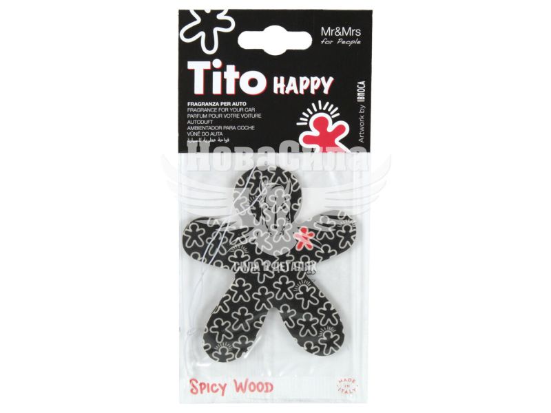 Ароматизатор (Mr&Mrs) Tito Happy Black Spicy Wood (суха картка) (JTITOPAP06V01)