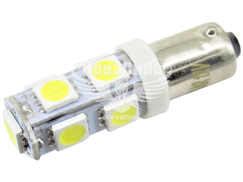 Лампочка з цоколем LED T4W SMD біла 9-діодів 12V-4Вт BA9s (Solar) (упак.-10шт.) (LS278_P)