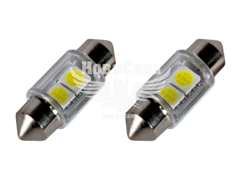Лампочка 2-ох цокольна LED T11_C5W SMD біла 2-діоди 12V-5Вт Festoon 31мм. (Zollex) 16076 (к-т.-2шт.) (16076)