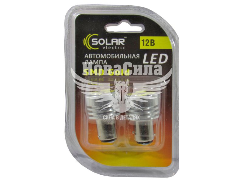 Лампочка 2-ох конт. груша біла LED SMD 12V 4-діоди P21/5W BAY15d (Solar) (к-т.-2шт.) (LS238)