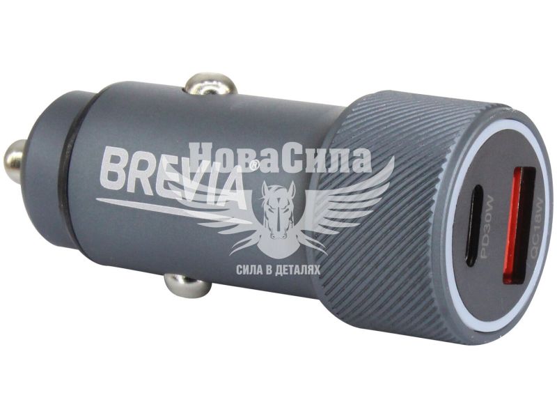 Зарядне для портативних пристроїв 12-24V (Brevia) 1USB-A, 1USB-C, 48W, Grip Metal (46048GCUG)
