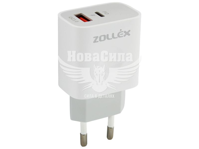 Зарядне для портативних пристроїв 220V (Zollex) 1USB-A, 1USB-C, 20W (12098)