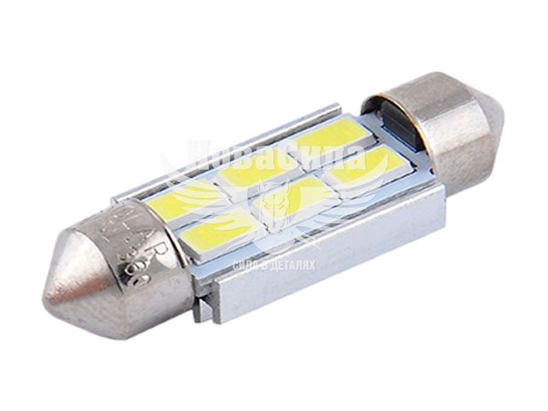 Лампочка 2-ох цокольна LED T11_C5W SMD біла 6-діодів 12V-5Вт SV8.5-8 36мм. CANbus (Solar) (к-т.-2шт.) (SL1360)