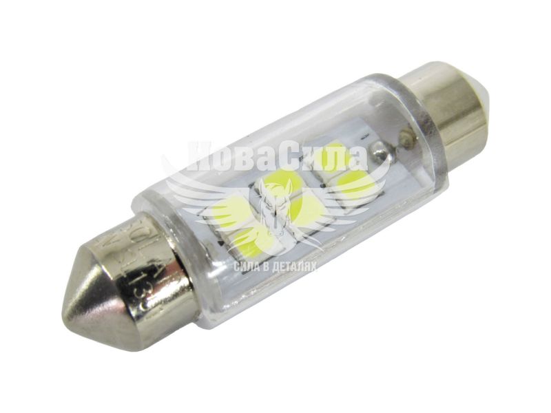 Лампочка 2-ох цокольна LED T11_C5W SMD біла 6-діодів 12V-5Вт SV8.5-8 39мм. (Solar) (к-т.-2шт.) (SL1351)