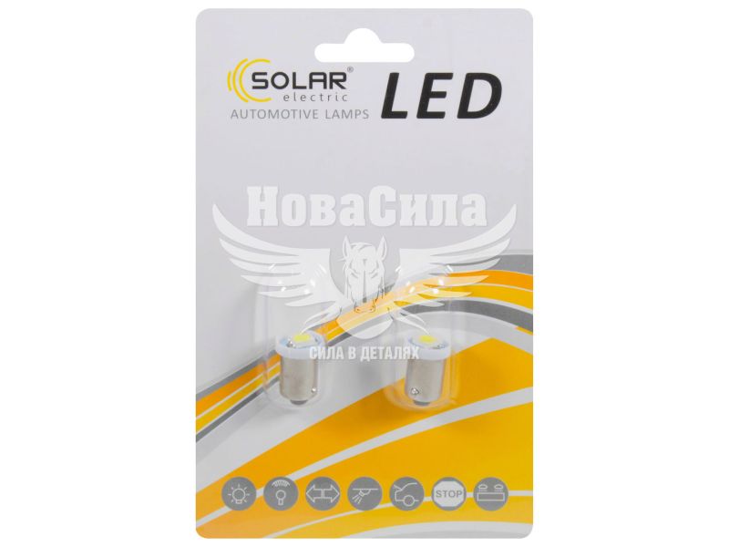 Лампочка з цоколем LED T4W SMD біла 1-діод 12V-4Вт BA9s (Solar) (к-т.-2шт.) (LS247_B2)