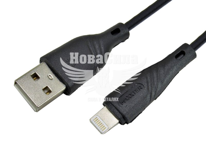 Кабель для зарядки моб. телеф. USB-A to Lightning (Maxxter) 1м. чорний (UB-L-USB-02-1m)
