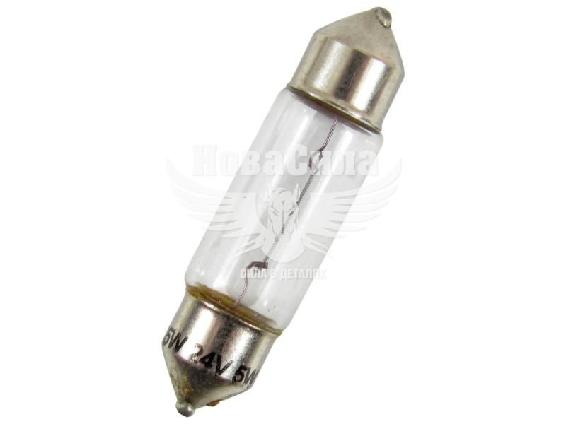 Лампочка 2-ох цокольна C5W біла 24V-5Вт SV8.5-8 37мм. (Brevia) (упак.-10шт.) (24314C)