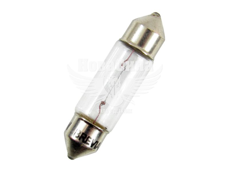 Лампочка 2-ох цокольна C10W біла 12V-10Вт SV8.5-8 37мм. (Brevia) (упак.-10шт.) (12315C)