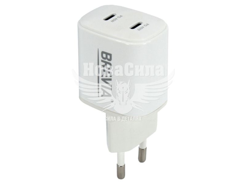 Зарядне для портативних пристроїв 220V (Brevia) 2USB-C, 45W (44045GDCW)