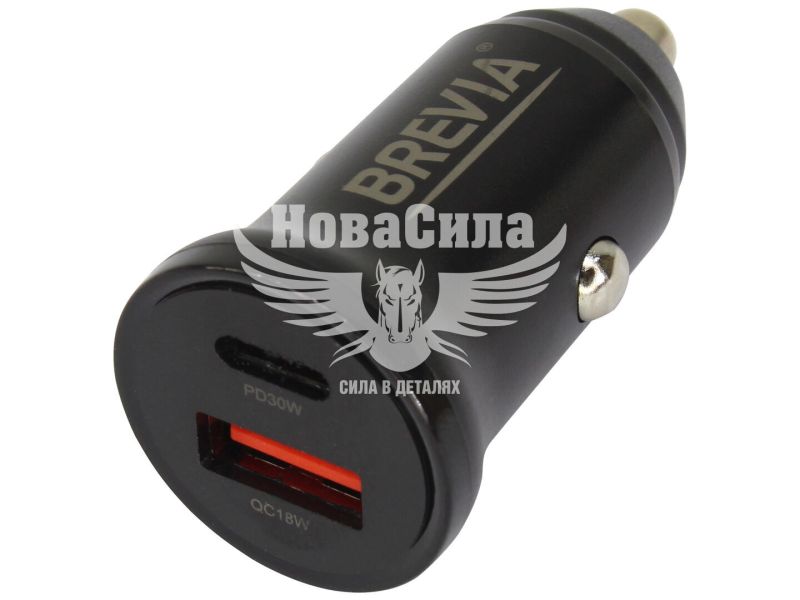 Зарядне для портативних пристроїв 12-24V (Brevia) 1USB-A, 1USB-C, 30W (46430CAB)