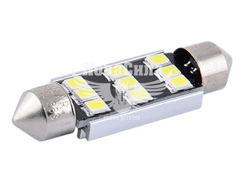 Лампочка 2-ох цокольна LED T11_C5W SMD біла 9-діодів 12V-5Вт SV8.5-8 39мм. CANbus (Solar) (к-т.-2шт.) (SL1363)