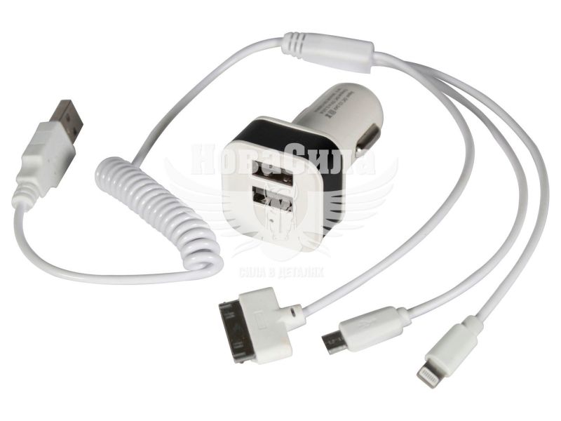 Зарядне для портативних пристроїв 12-24V (Vortex) 2USB-A 2100mA з кабелем