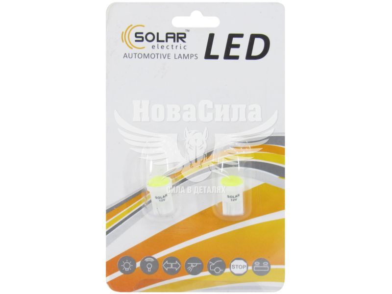 Лампочка без цоколя LED T10_W5W COB біла 1-діод 12V W2.1x9.5d (Solar) (к-т.-2шт.) (LC331_B2)
