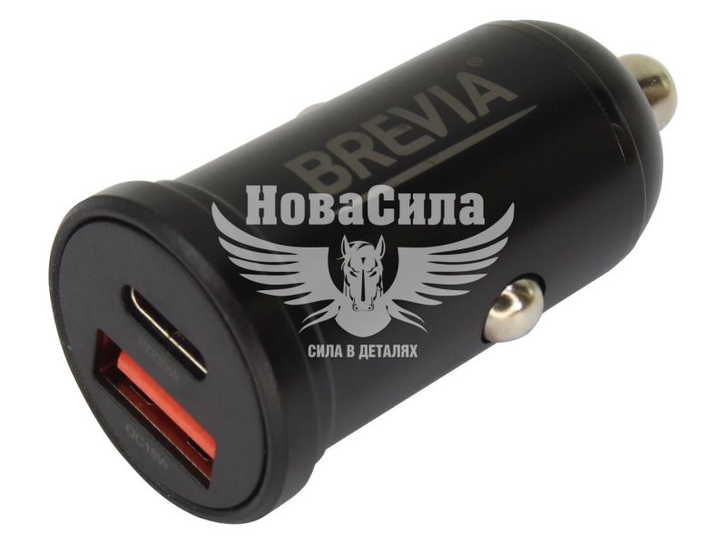 Зарядне для портативних пристроїв 12-24V (Brevia) 1USB-A, 1USB-C, 48W (46348CAB)