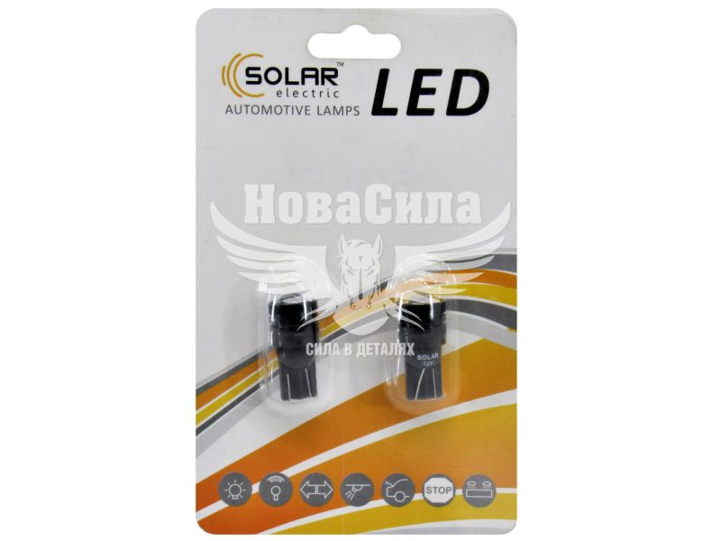 Лампочка без цоколя LED T10_1.5W SMD біла 1-діод 12V W2.1x9.5d (Solar) (к-т.-2шт.) (LS288_B2)