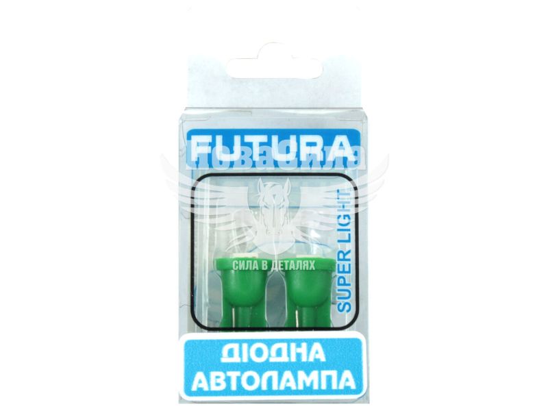 Лампочка без цоколя LED T10_W5W SMD зелена 1-діод 24V W2.1x9.5d (Futura) (к-т. 2шт.) (30523)