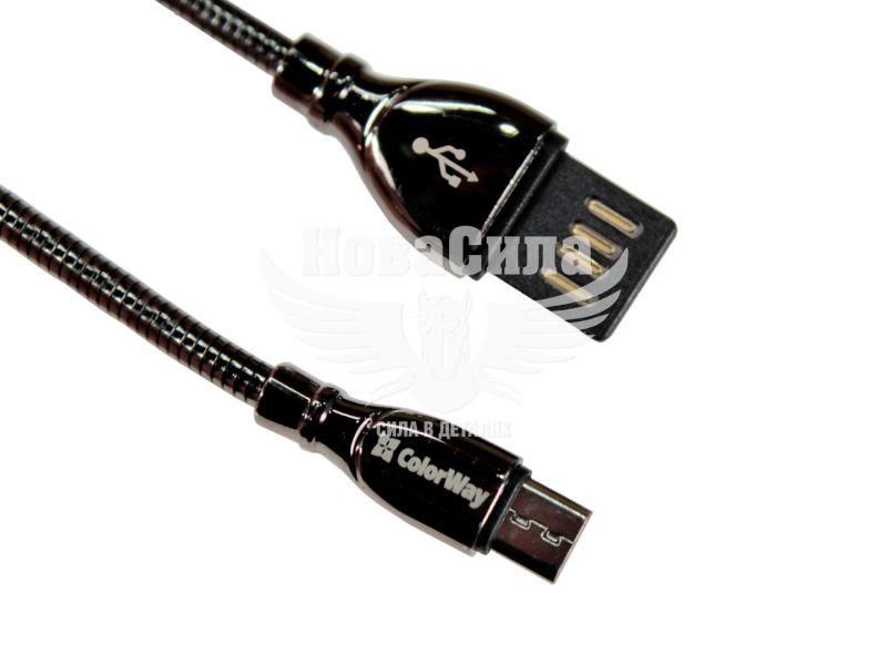 Кабель для зарядки моб. телеф. USB-A to MicroUSB (ColorWay) 1м. чорний (CW-CBUM014-BK)