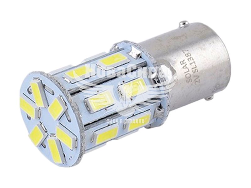 Лампочка 1-но конт. груша біла LED SMD 12V 20-діодів S25 BA15s (Solar) (к-т.-2шт.) (SL1387)
