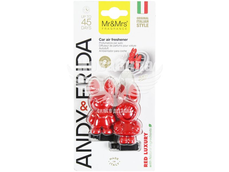 Ароматизатор (Mr&Mrs) Andy&Frida Red Red Luxory (полімерний на дефлектор) (JANDFRI05V00)