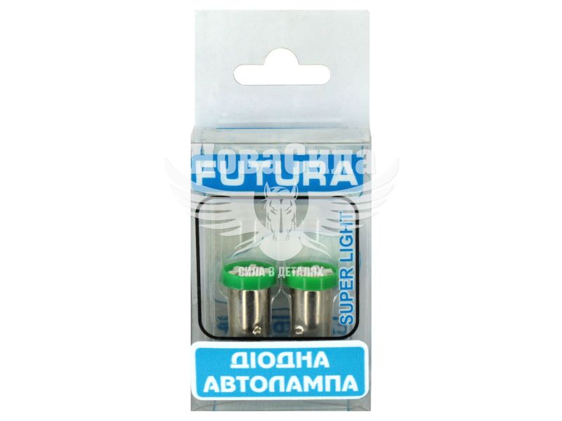 Лампочка з цоколем LED T4W SMD зелена 6-діодів 12V-0,7Вт BA9s (Futura) (к-т.-2шт.) (60613)