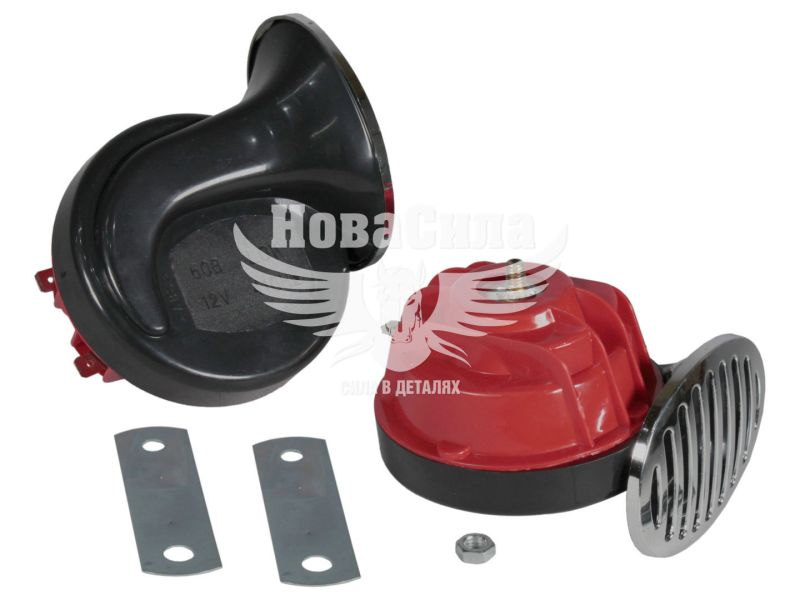 Сигнал ракушка 12V (Zollex) черв./хром (12050)