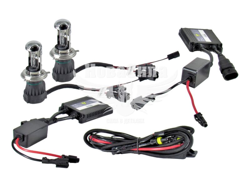 Набір автомобільних біксенонових ламп H4 (Brevia) Bi-Xenon 6000K (Super Slim Ballast) (15462)