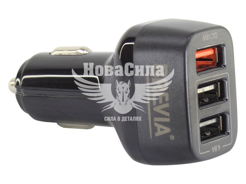 Зарядне для портативних пристроїв 12-24V (Brevia) 3USB-A, 42W (46042TUB)