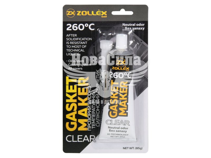 Герметик силікон (Zollex) прозорий 85гр. (GASKET MAKER CLEAR +260C) (15013)