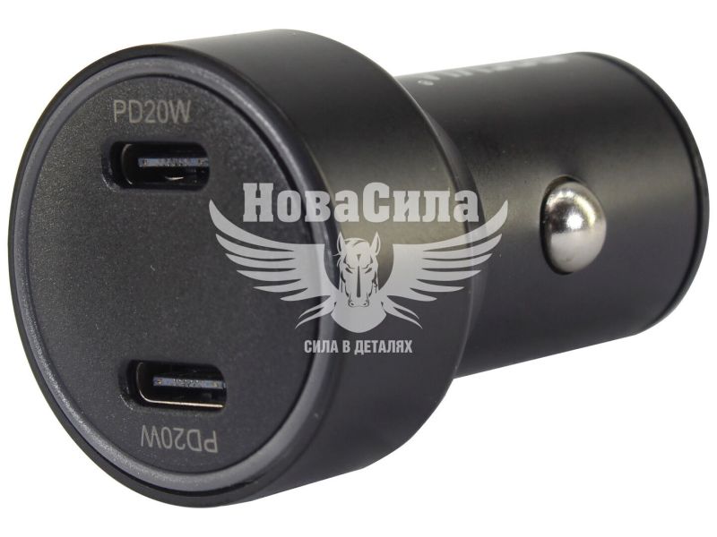 Зарядне для портативних пристроїв 12-24V (Brevia) 2USB-C, 40W, Дисплей (46040DCLB)