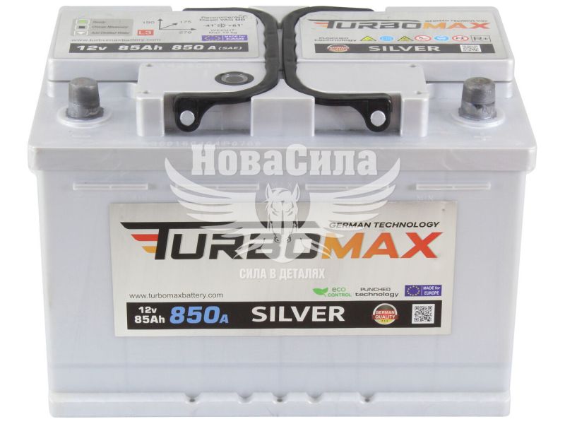 АКБ 85-А/Ч (TurboMax) Silver (R+) 850A (278х175х190мм.) (TM85A820R)