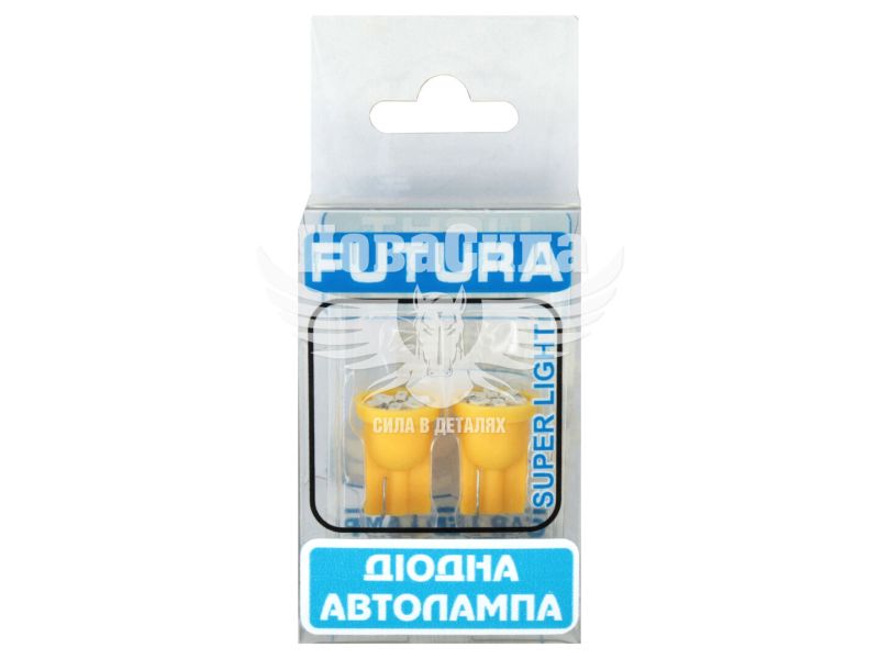 Лампочка без цоколя LED T10_W5W SMD жовта 6-діодів 12V W2.1x9.5d (Futura) (к-т. 2шт.) (60515)
