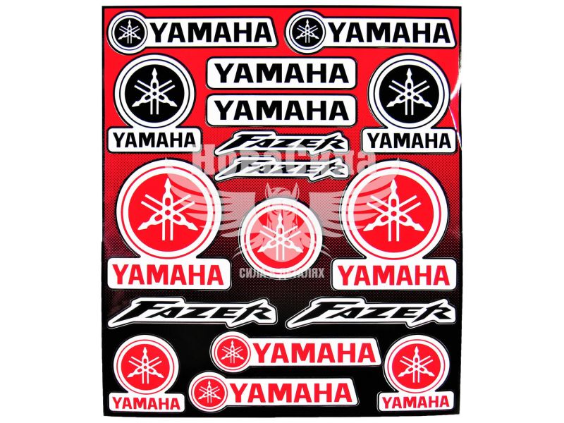 Наклейка (планшет) для мото Yamaha кт.-17шт. 29х24,5 червона (9-87)