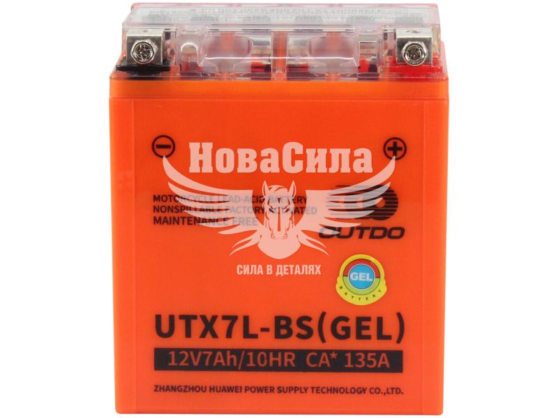 АКБ мото гелевий 12V 7-А/Ч R+ (OUTDO) (113х70х132) (YTX 7L-BS)