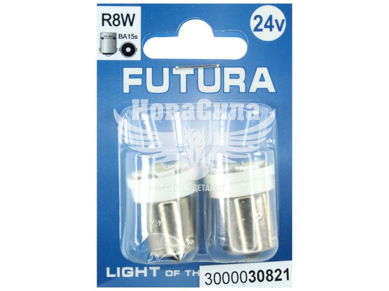 Лампочка 1-но конт. груша біла LED SMD 24V 4-діоди R8W BA15s (Futura) (к-т.-2шт.) (30821)