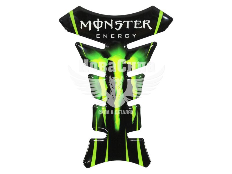 Наклейка на бак мотоцикла MONSTER (силікон) зелена (82-3)