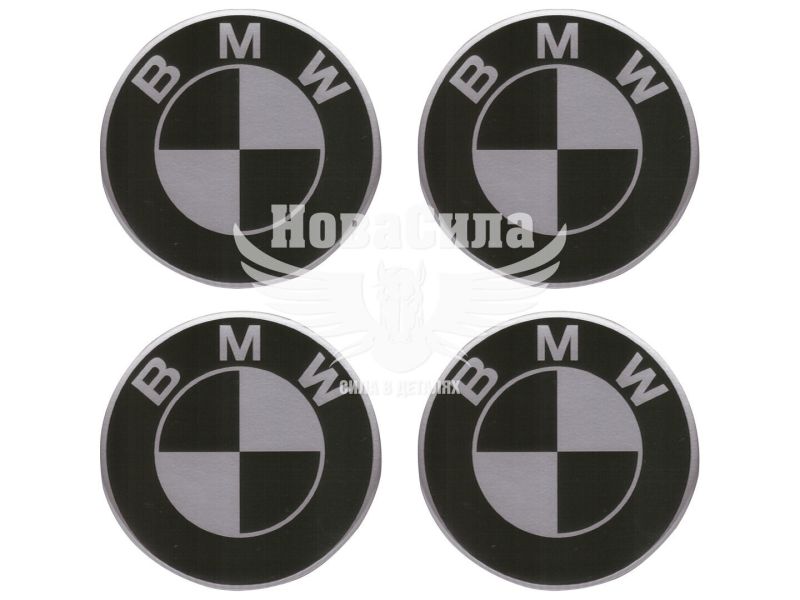 Наклейка BMW на ковпаки (силікон) чорна діам. 5х5 (68-5)