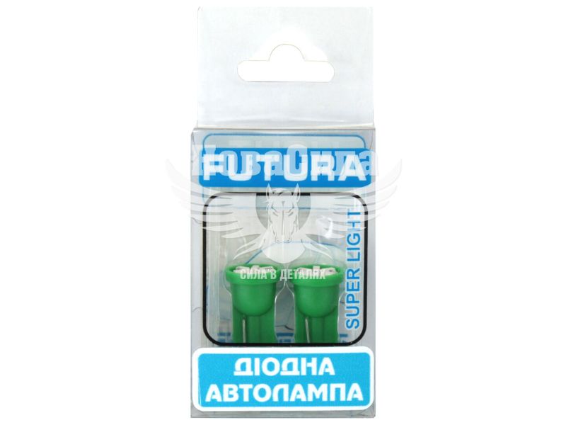 Лампочка без цоколя LED T10_W5W SMD зелена 6-діодів 24V W2.1x9.5d (Futura) (к-т. 2шт.) (60523)
