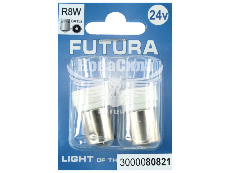 Лампочка 1-но конт. груша біла LED SMD 24V 6-діодів R8W BA15s (Futura) (к-т.-2шт.) (80821)