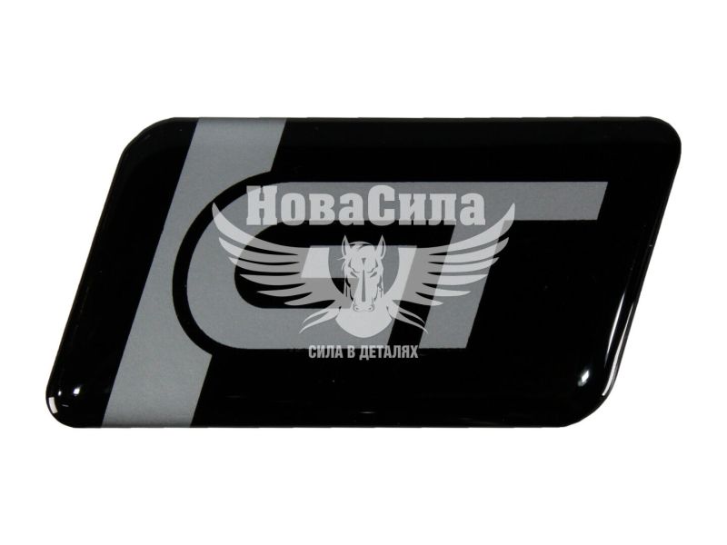 Наклейка з написом GT (чорне тло) (силікон) 7.5х3.5 (72-14)