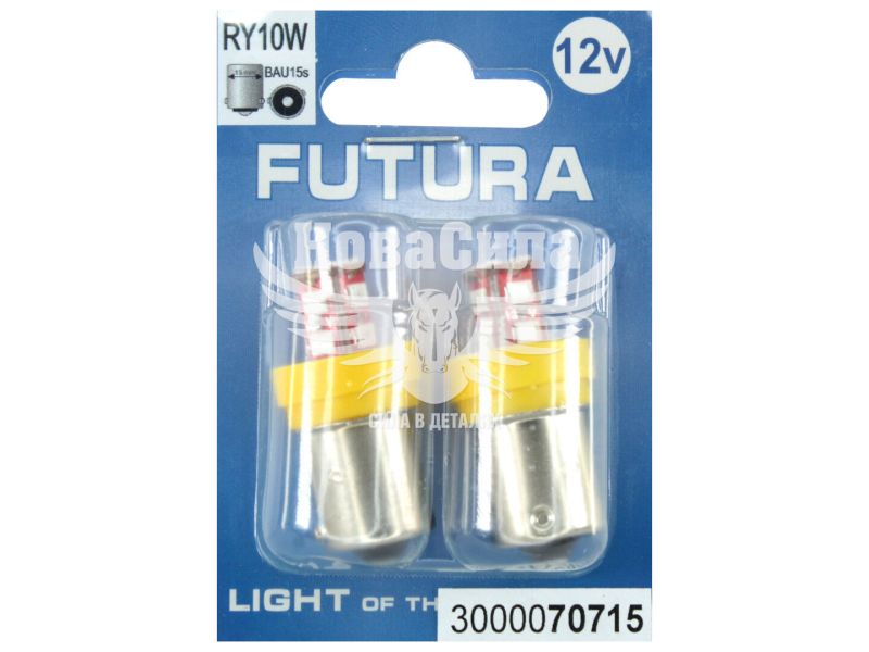 Лампочка 1-но конт. груша жовта LED SMD 12V 12-діодів RY10W BAU15s (Futura) (к-т.-2шт.) (70715)